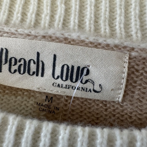 Peach Love California Boxy Colorblock Sweater Cream Beige Women's Size M New! - Picture 6 of 7